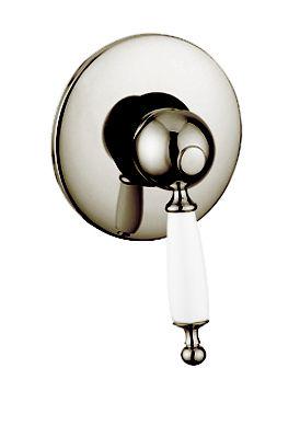 Смеситель для душа, встаиваемый в стену, (цв. сатинир. никель, ручка цв. белый), Canterbury ZZ