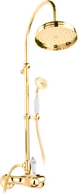 Смеситель для душа, со стационарным верхним душем d30см, лейка ручного душа, шланг в компл., (цв. золото), Phoenix ZZ
