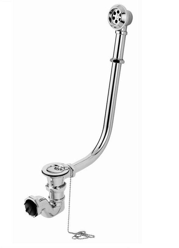 Слив-перелив для ванны, для открытого монтажа, колено, цепочка, пробка в компл., (без выпуска арт.RA 0638 / RA 0637), металл цв.хром, Gaia ZZ