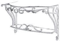 Консоль подвесная 83х54хh56см, из кованного железа ручной работы, стеклянной полочкой и двумя полотенцедержателями (цв. Avorio oro), LAUREN ZZ