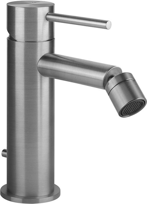 Смеситель для биде на 1 отверстие с донным клапаном, излив 118мм, цвет: steel brushed,Gessi 316 ZZ