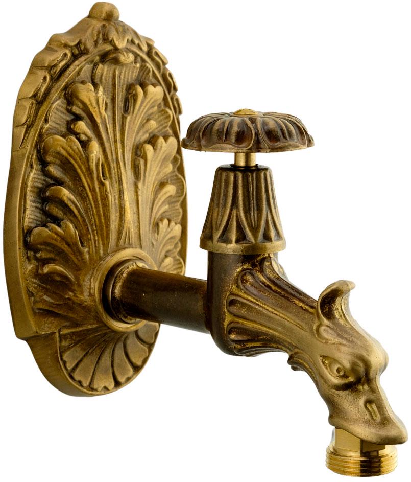 Кран садовый, настенный, на одну воду, (цв.бронза), "Дракон", Artistica ZZ