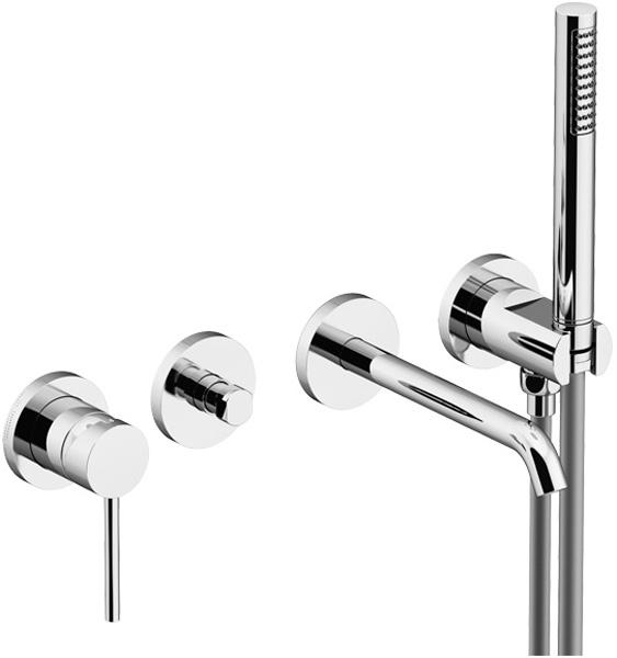 Смеситель для ванны, встраиваемый в стену, лейка, шланг, встр.часть в компл., (цв.хром), Circle Two ZZ