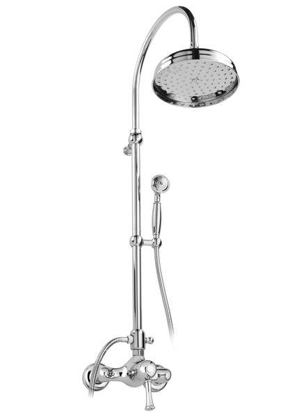 Смеситель для душа, со стационарным верхним душем 20см, лейка, шланг, кронштейн в компл., (цв. хром), Aston ZZ