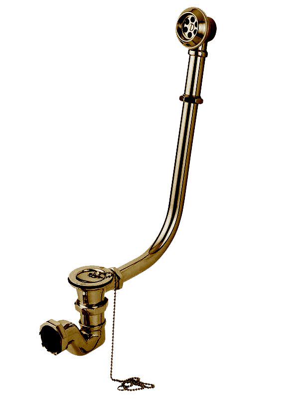 Слив-перелив для ванны, для открытого монтажа, колено, цепочка, пробка в компл., (без выпуска арт.RA 0638 / RA 0637), металл цв.бронза, Gaia ZZ