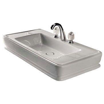 Раковина 88х47хh13см, накладная на столешницу, с 3 отв. д/смесит., пробка слива Click-clack в компл., (минеральное литьё цв. белый), Lutetia ZZ