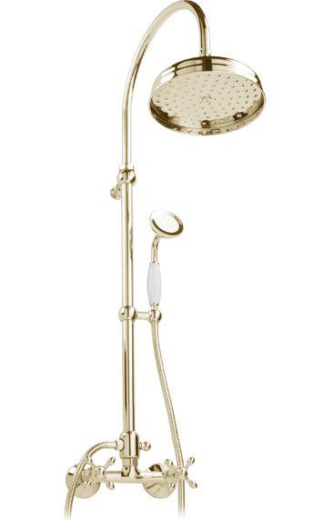 Смеситель для душа, со стационарным верхним душем 30см, лейка, шланг, кронштейн в компл., (цв. латунь), Chopin ZZ