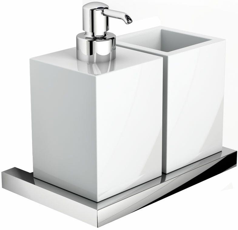 Дозатор и стакан настенный, (цв.хром, керамика), Xoni ZZ