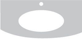 Столешница 84х54,5хh2см, с пристенной панелью, с 3 отв.д/смес., (мрамор цв.Travertin), Hermitage ZZ