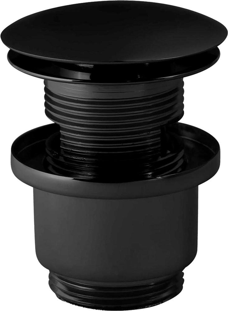 Донный клапан для сливного отверстия раковин без перелива и с переливом, нажимная Clic-Clac, G 1 1/4, (металл цв.черный матовый), Paffoni ZZ