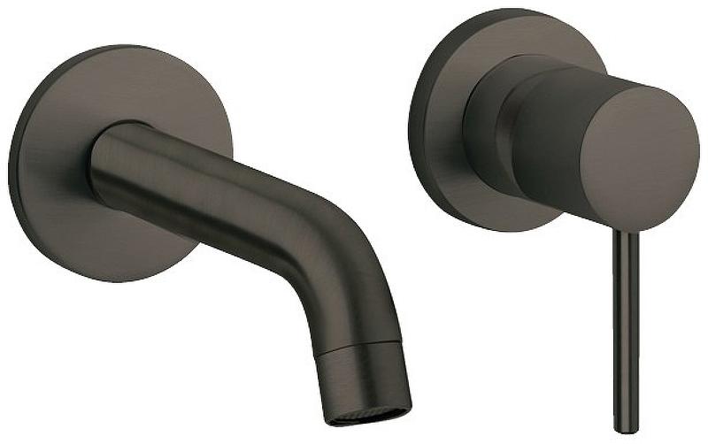 Смеситель для раковины, встраиваемый в стену, излив 195мм, (цв.черный матовый), Nove ZZ