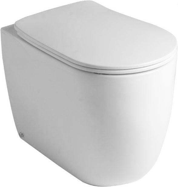 Унитаз напольный 35х55хh43см, безободковый, пристенный для монтажа со скрытым в стене бачком, крепл к полу в комп, без сиденья, (цв.белый), Nolita ZZ