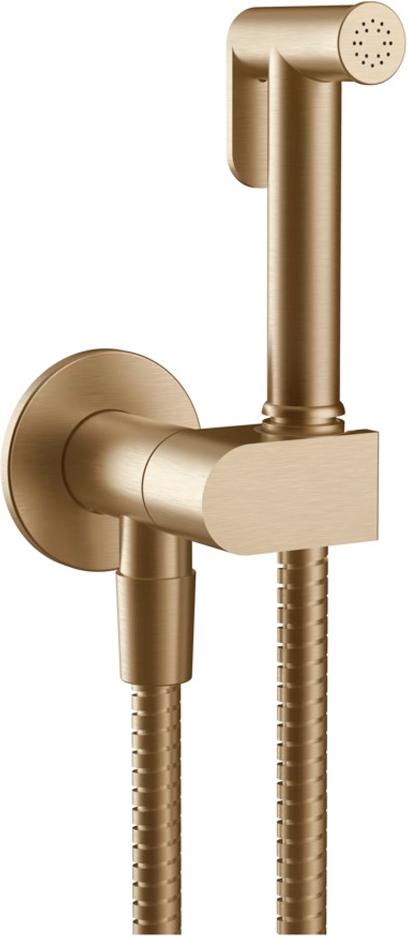 Гигиенический душ комплект: лейка, шланг 125см, кронштейн с подводом воды, (цв.Warm Bronze Br. PVD), Gessi ZZ
