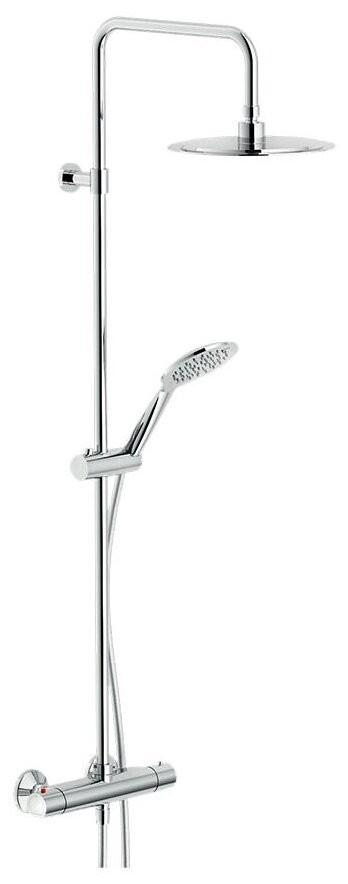 Смеситель для душа (термостат) со стационарным, верхним душем d240мм, ручной душ, шланг в компл., (цв. хром), Tea ZZ