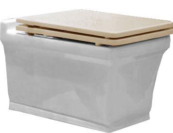 Унитаз подвесной 37х54см, сиденье с микролифтом (цв. Beige Lucido, петли цв. хром), крепёж в компл., Lutetia ZZ