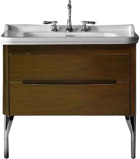 Тумба подвес., для устан. под раковину 100см. арт.4142 хх, 1 выдв.ящик, 1откидн.дверь, без ножек, крепёж в компл., (цв.орех), Waldorf ZZ