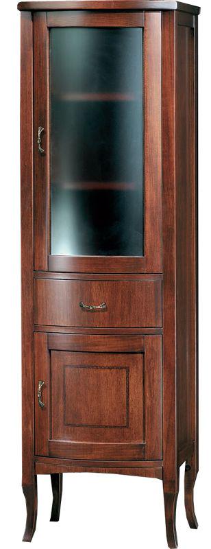 Витрина (пенал) 50х40хh160см, 2 двери (пет/справа), ручки бронз как д/меб RODI, один выдв. ящик, на 4 ножках, ручк/комп., (дерево цв. орех), RODI ZZ