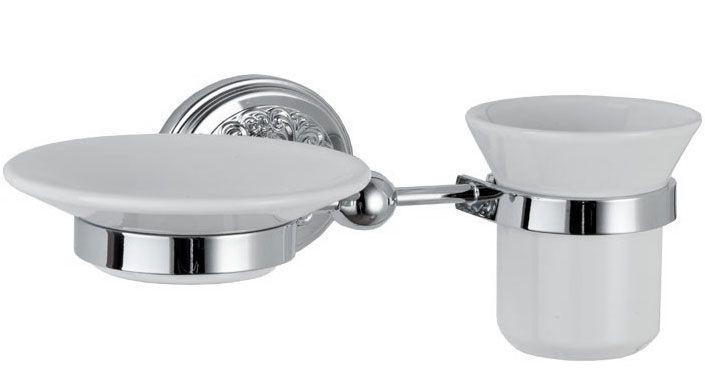 Мыльница и стакан настенные, на одном держ., (керамика / хром), Lexinghton ZZ