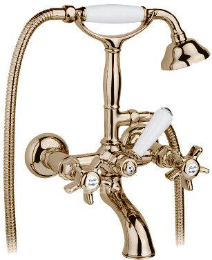 Смеситель для ванны с душевым гарнитуром и кронштейном д/д, (цв.бронза, ручки Half Dome), Nicolazzi ZZ