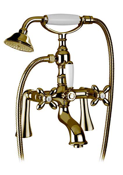 Смеситель для ванны, совмещ. со стационар. верхн.душем d300мм, (лейка, шланг, кронштейн в компл.), (цв. золото) Avebury ZZ