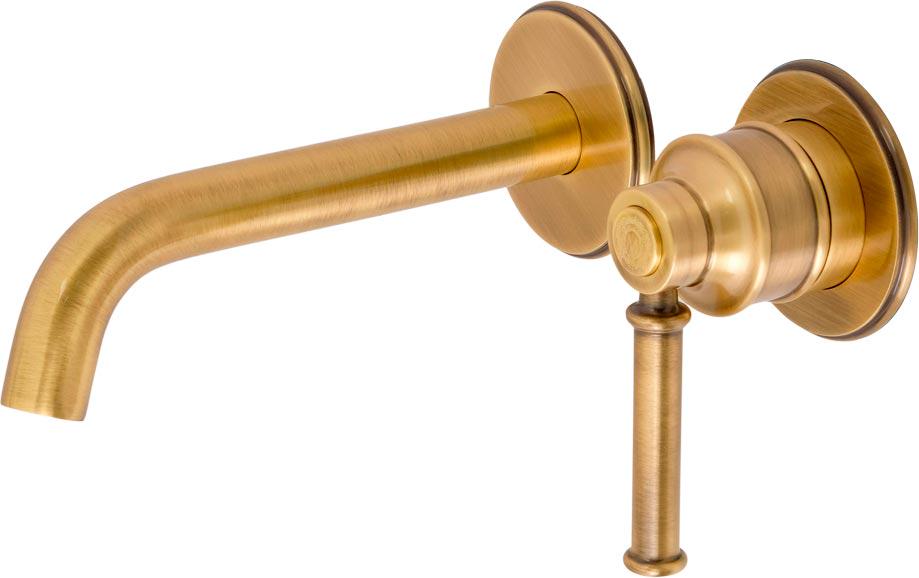 Смеситель для раковины, встраиваемый в стену, излив 180мм, встр.часть, нажимной д/к, в компл., (цв.бронза), Ermitage Mini ZZ