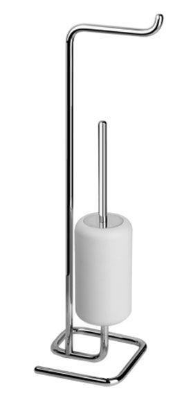 Стойка с держателем для т/б и ёршиком, (белая керамика, держатель цв. хром шлифован.), Goccia ZZ