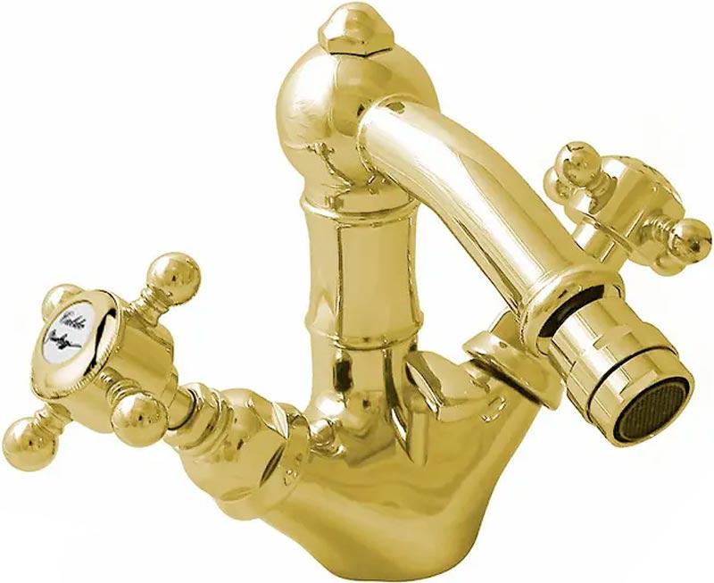 Смеситель для биде на 1 отв. с д/к, (цв.гальван.золото, ручки Half Dome), Nicolazzi ZZ