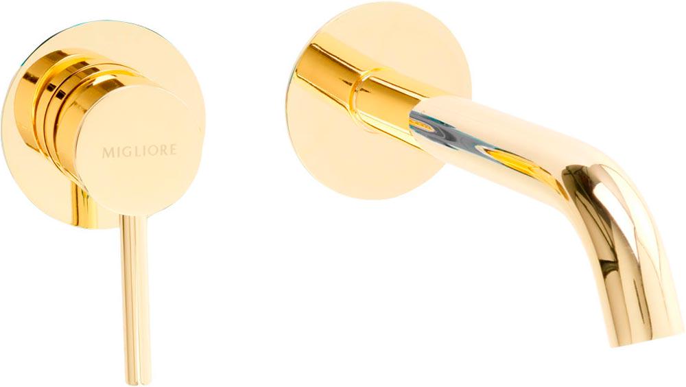 Смеситель для раковины, встраиваемый в стену, излив 199мм, встр.часть, нажимной д/к, в компл., (цв.золото), Fortis ZZ