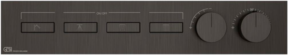 Смеситель-термостат, д/д, встраив. в стену, на 4 потребителя, внешняя часть без встраиваемой арт.63015 031, (цв.Black Metal Brushed PVD), HI-FI ZZ