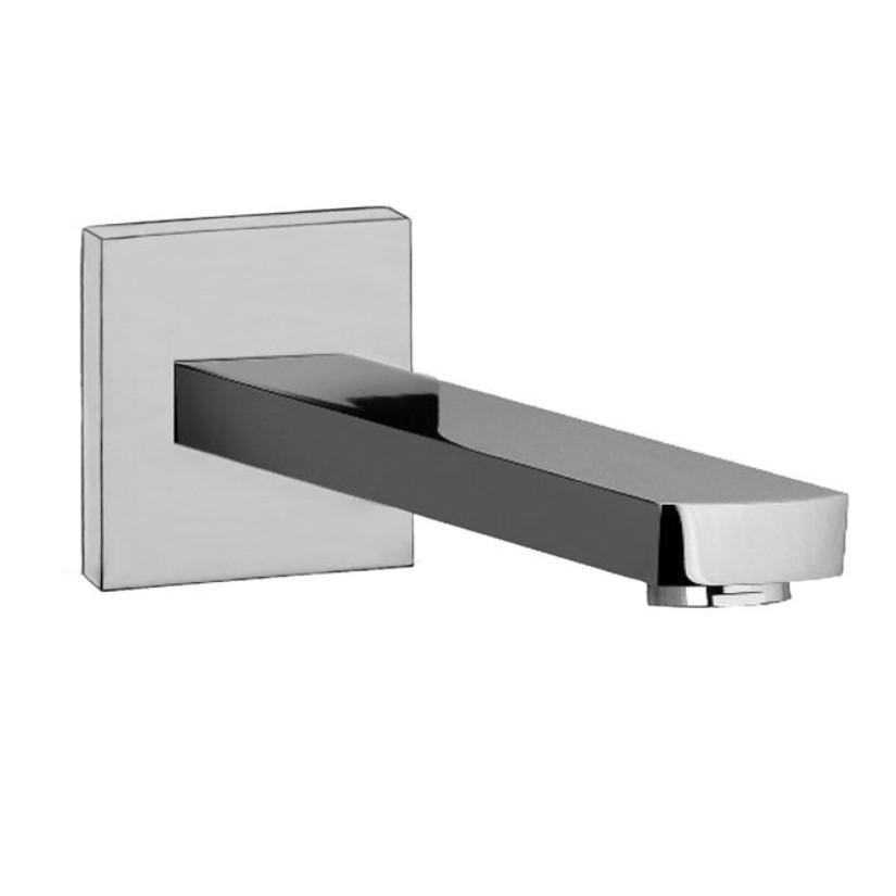 Излив для ванны прямоугольный 197х42мм, подключение 1/2, с латунной накладкой 70х70мм, (цв.хром), Paffoni ZZ