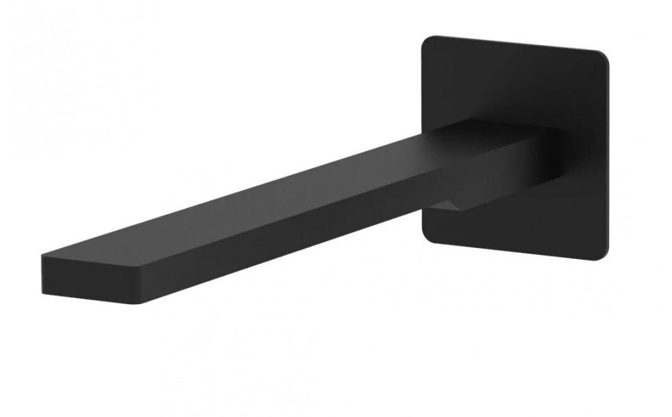 Излив для ванны прямоугольный 197х42мм, подключение 1/2, с латунной накладкой 70х70мм, (цв.черный матовый), Paffoni ZZ