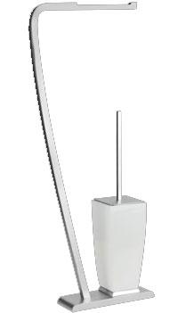 Гарнитур напольный свободностоящий, (ёрш закрытый, держатель для туалетной бумаги), h590мм (цв. хром / белая керамика) Mimi ZZ