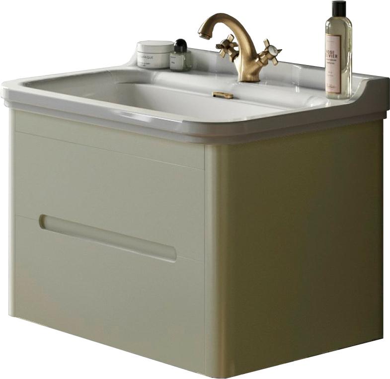 Тумба подвесная 74х51см, под раковину 80см., 2 выдвижных ящика, крепёж в компл., (цв.белый (ванильный) матовый), Waldorf ZZ