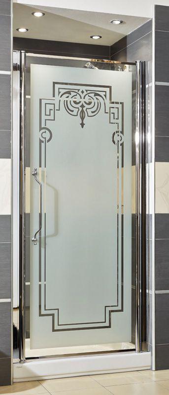 Дверь д/душа, распаш. 91/94х185см, профиль цв.белый/бронза, (профиля притвора и компенс. в компл.),DX петли справа, стекло мат/прозр.декор Londra X XX