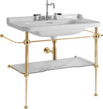 Структура металлическая, для установки под раковину 100см. арт.4142 хх, стекл. полка, крепёж в компл., (цв.золото), Waldorf ZZ