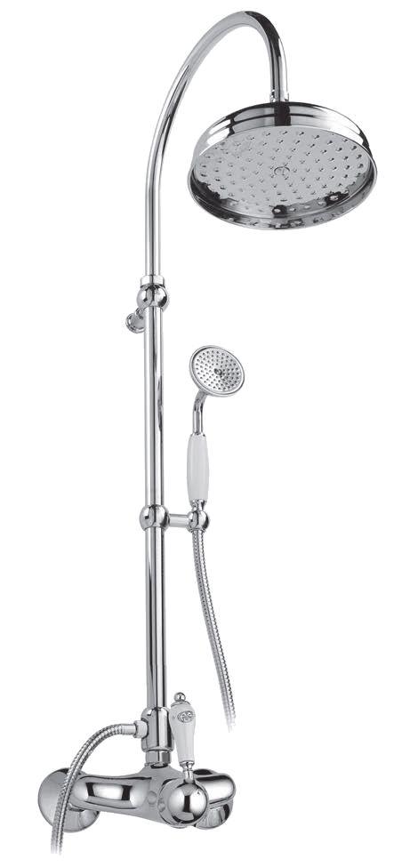 Смеситель для душа, со стационарным верхним душем d20см, лейка ручного душа, шланг в компл., (цв. хром), Phoenix ZZ