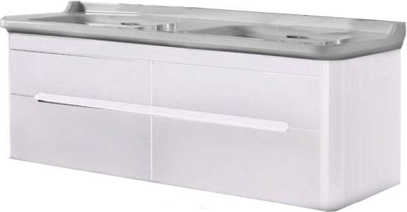 Тумба подвес., для устан. под 2-ю раков. 150см. арт.4143 хх, 1 выдв.ящик, 1откидн.дверь, без ножек, крепёж в компл., (цв.белый мат.), Waldorf ZZ