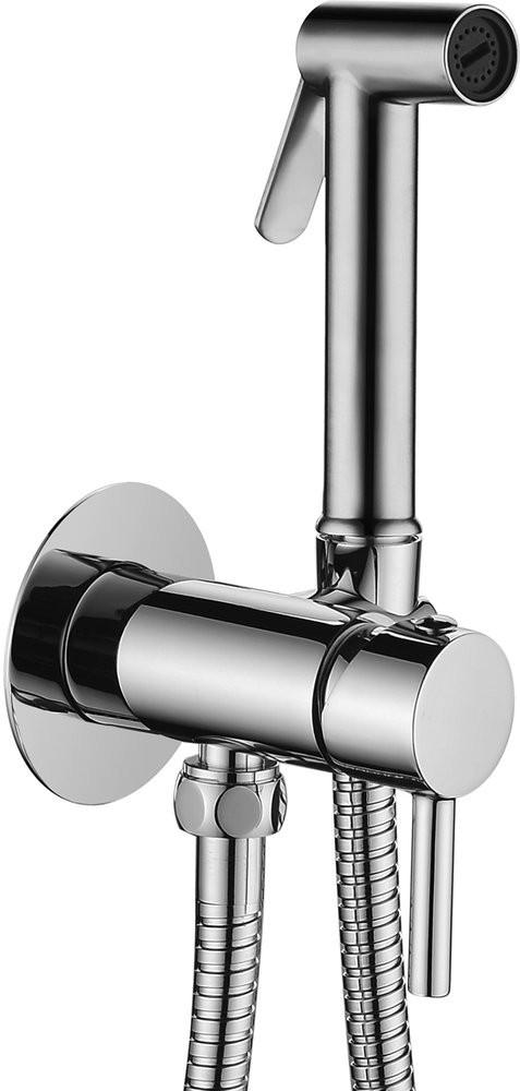 Смеситель совмещённый с гигиеническим душем, (готовый комплект: лейка, шланг металл 120см., скрытая часть), (металл цв.хром), Tweet Round Mix XXZZ