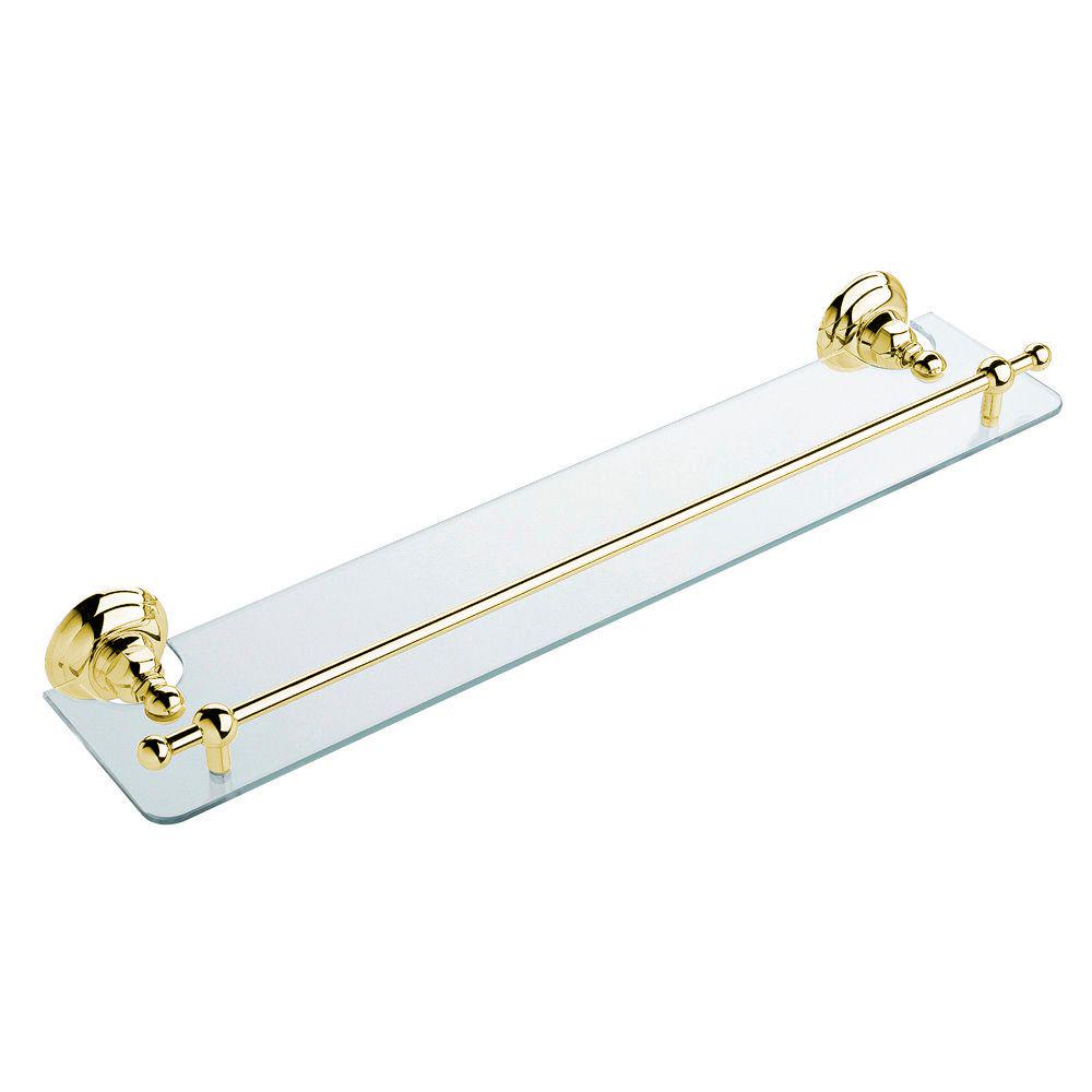 Полочка стеклянная с металл. креплениями и ограждением, 600мм, (цв. GF/золото), Classica ZZ