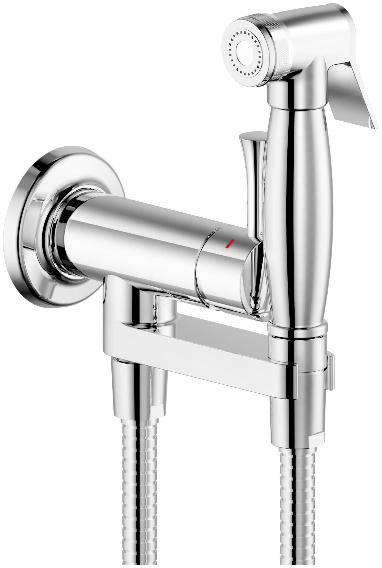 Смеситель совмещённый с гигиеническим душем,  (готовый комплект: лейка, шланг 125см., скрытая часть), (цв.хром), "Retro" Nobili KL