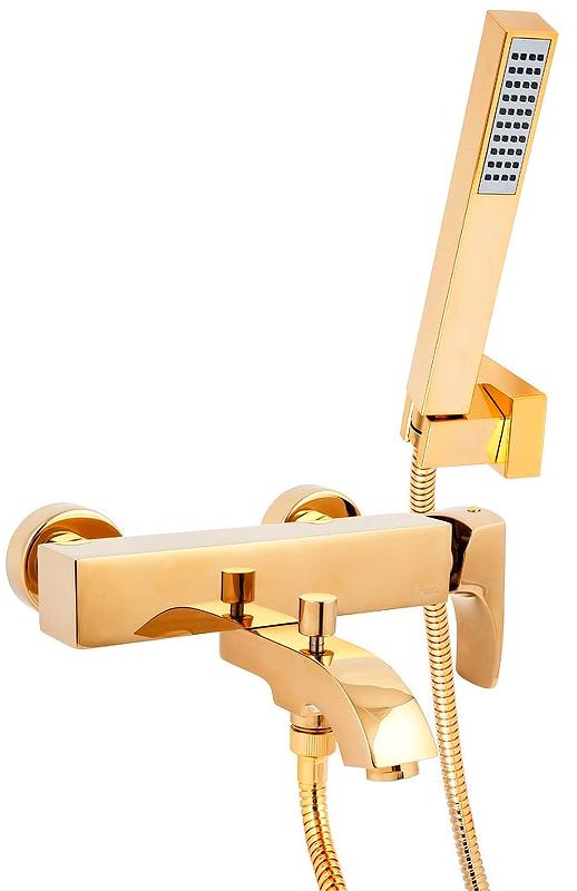Смеситель для ванны, лейка, шланг, кронштейн в компл., (цв.золото), Lady ZZ
