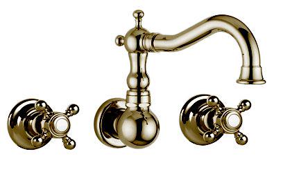 Cмеситель для раковины встраиваемый в стену на 3 отв .,классич. излив 220мм (цв.бронза), Julia ZZ