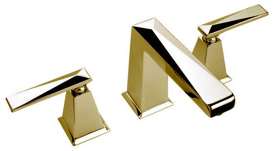 Смеситель для раковины, двухвентильный, на 3 отв. для смесит., с д/к, (цв. золото), ручки Vincent ZZ