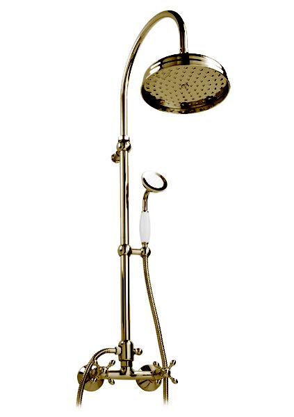 Смеситель для душа, со стационарным верхним душем 20см, лейка, шланг, кронштейн в компл., (цв. бронза), Chopin ZZ