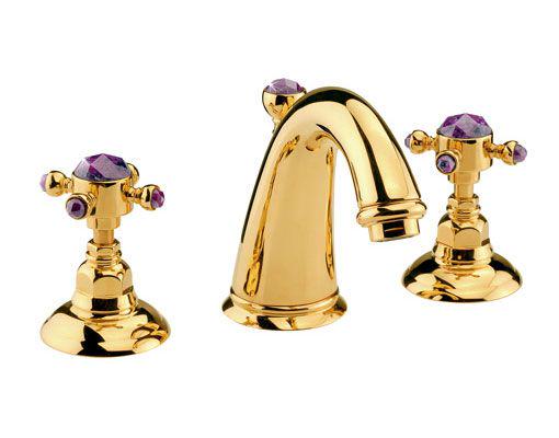 Смеситель для раковины на 3 отв.д/смесит., с д/к, (цв.латунь, Rubino Tagliato Cut Rubin) Le Pietre ZZ