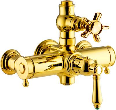 Смеситель для душевой стойки  (цв.гальван.золото/ручки Dames Anglaises), Nicolazzi ZZ