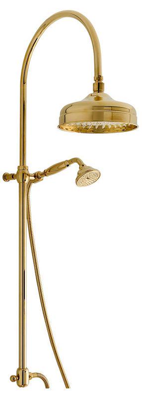 Душ.стойка с верхн. душем d 20см, д/установки на смес.д/душа/ванны, (ручн.душ,шланг, кронштейн, переключ. в компл.), (цв.гальван.золото), Nicolazzi ZZ