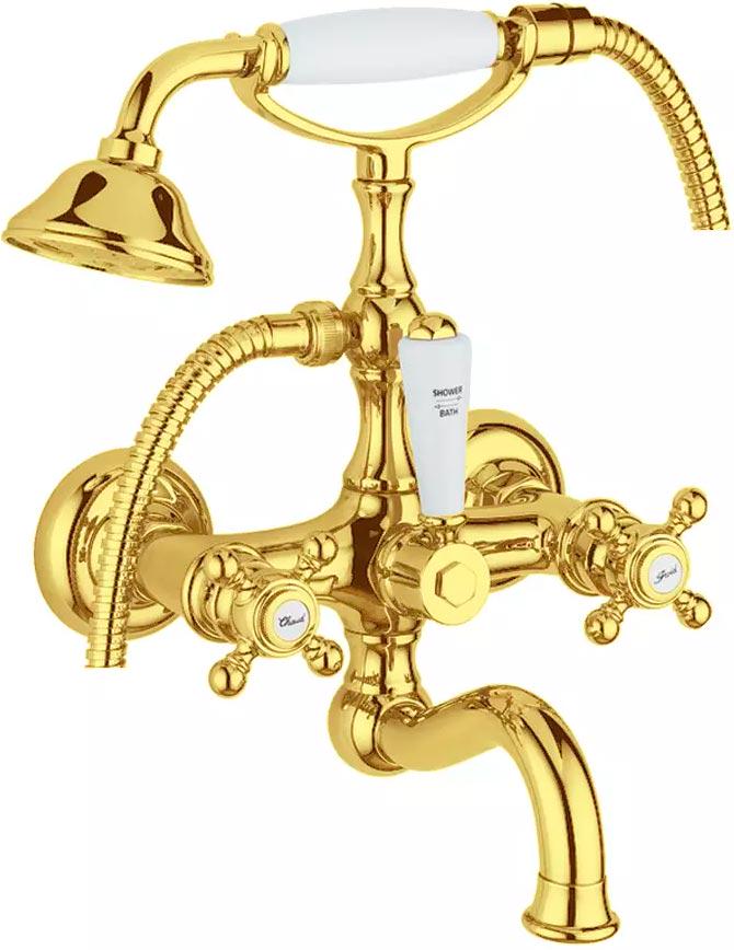 Смеситель для ванны, лейка, шланг в компл., (цв.золото), Arcadia ZZ