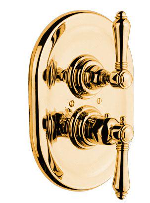 Смеситель для душа с термостатом и запорным ветилем (внешняя часть) для скрытого монтажа (цв.гальван.золото/ручка El Capitan), Nicolazzi ZZ