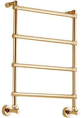 Полотенцесушитель 500/530хh720х125мм, 4 перекладины, подвод воды int.470мм, (цв.золото), краны, крепёж в компл., (ГВС, 6 bar) Margaroli 442 ZZ